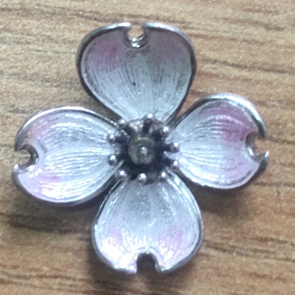Sterling silver dogwood pendant